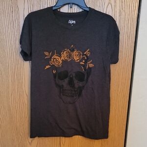 City Streets Charcoal Skull and Roses Tee